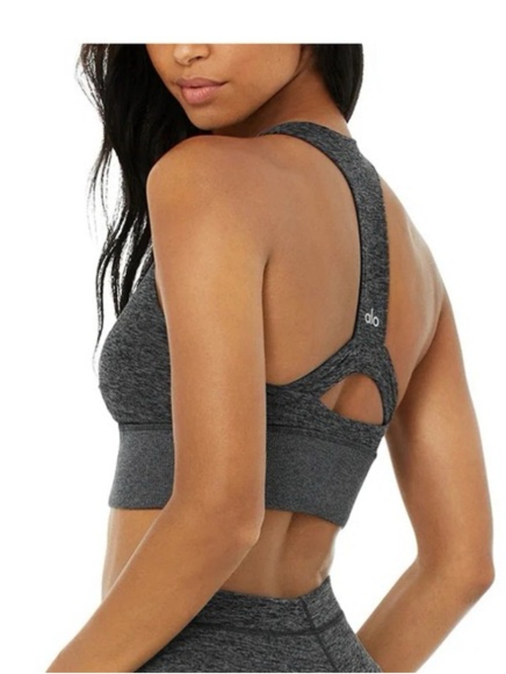 Alo Yogo Soft Serenity High Neck Sports Bra - Charcoal